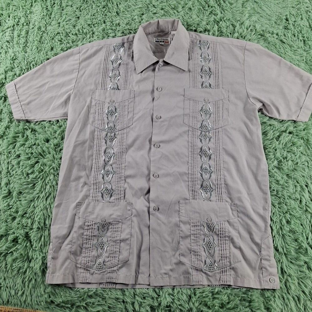 Chic Elegant Vintage Button Up Embroidered Shirt Mens Large Y2k